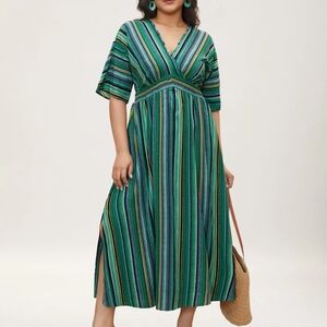 BloomChic Green Black Dolman Sleeve Midi Dress. Size 14-16